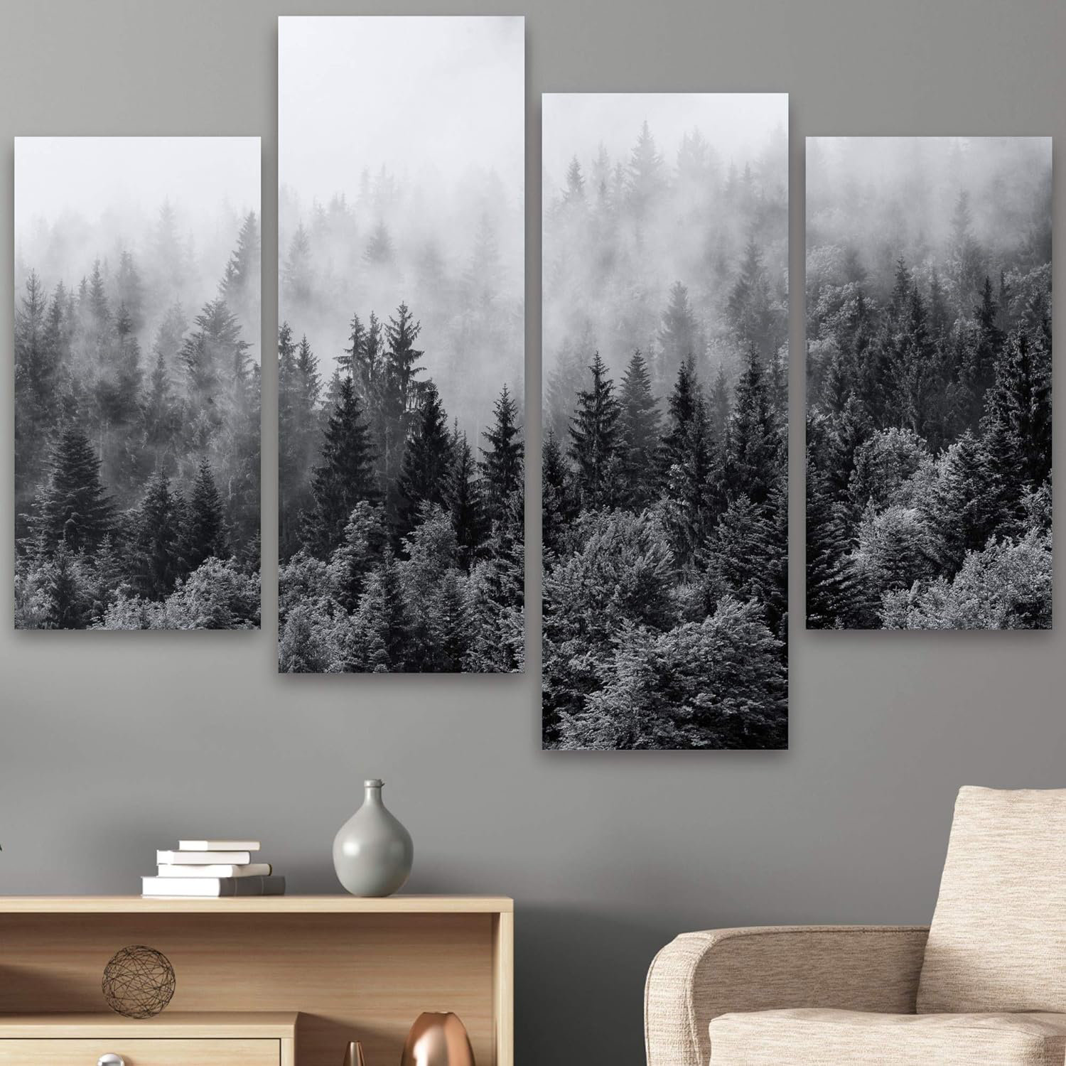 IDEA4WALL " Foggy Nature Landscape For Living Room Bedroom Home